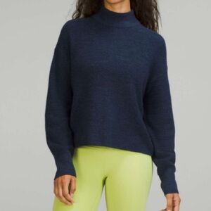 Lululemon Merino Wool-Blend Ribbed Turtleneck Sweater * True Navy Size 14